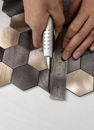 Zelfklevende Mozaïek Steenstrip Hexagon Geborsteld antraciet goud