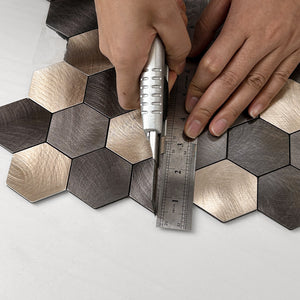 Zelfklevende Mozaïek Steenstrip Hexagon Geborsteld antraciet goud