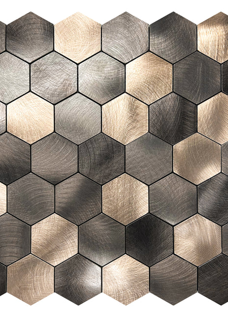 Zelfklevende Mozaïek Steenstrip Hexagon Geborsteld antraciet goud