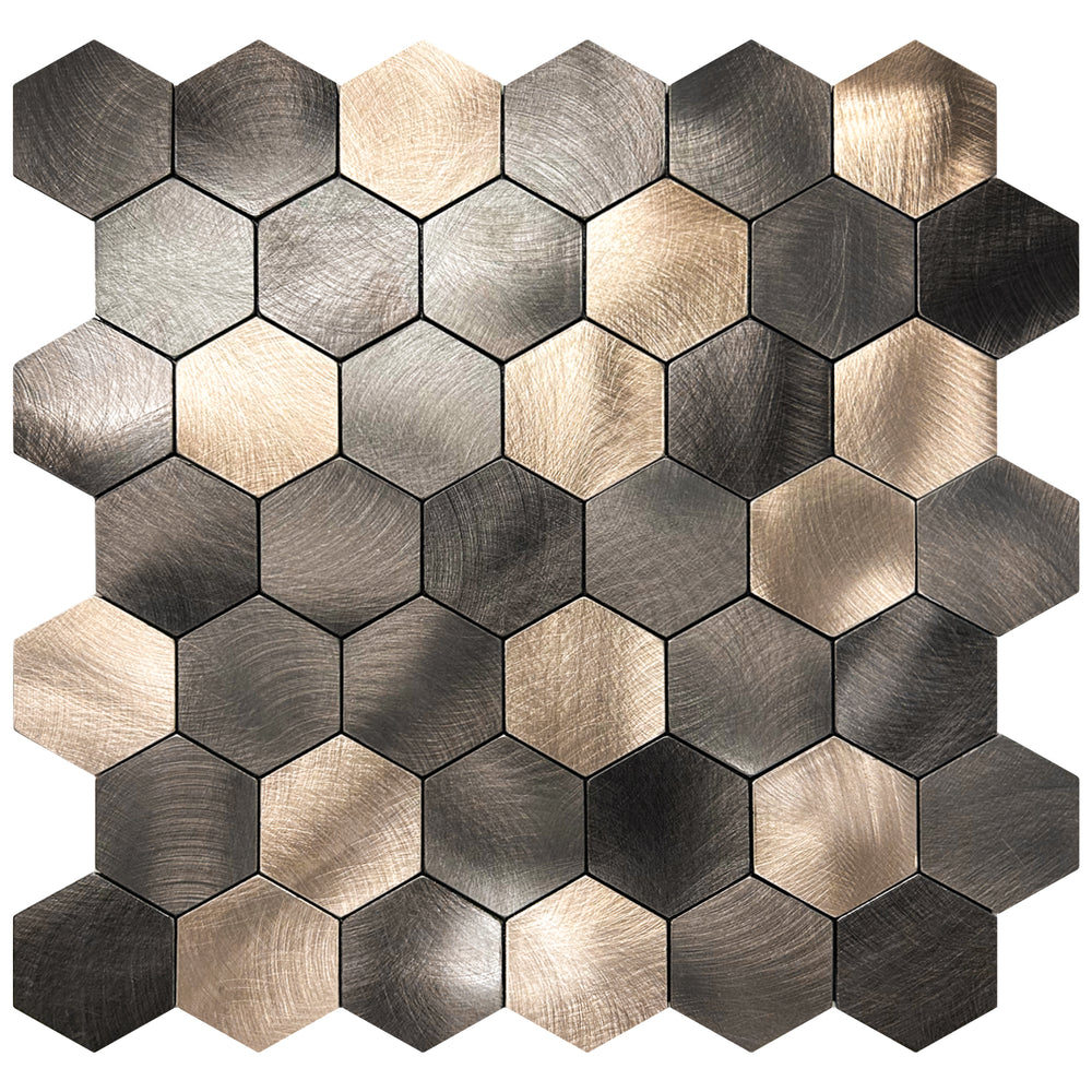 Zelfklevende Mozaïek Steenstrip Hexagon Geborsteld antraciet goud