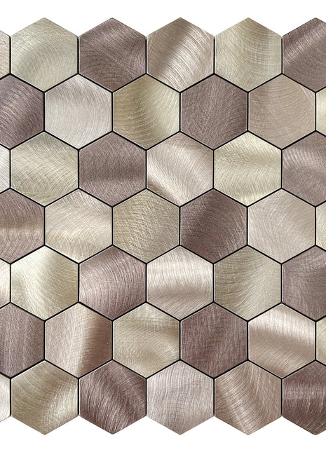 Zelfklevende Mozaïek Steenstrip Hexagon Geborsteld Brons rosé Koper