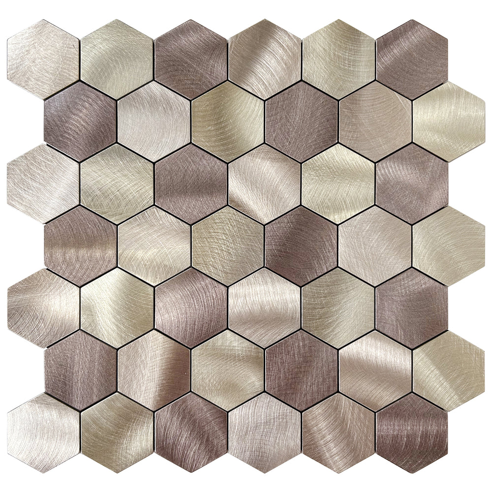 Zelfklevende Mozaïek Steenstrip Hexagon Geborsteld Brons rosé Koper