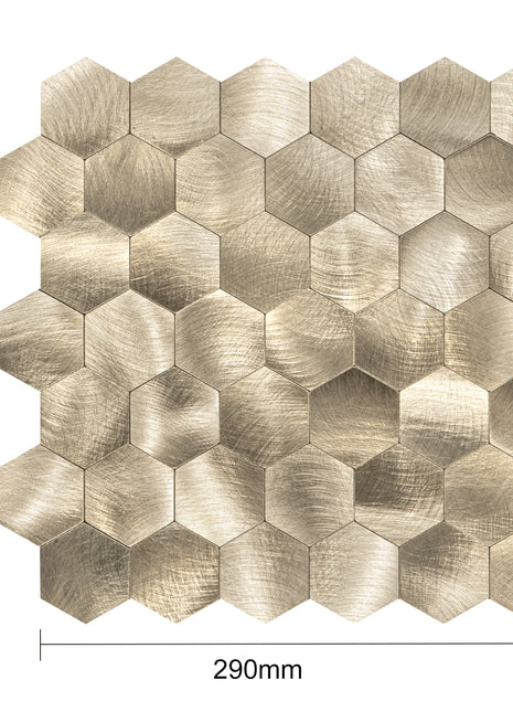 Zelfklevende Mozaïek Steenstrip Hexagon Geborsteld Goud