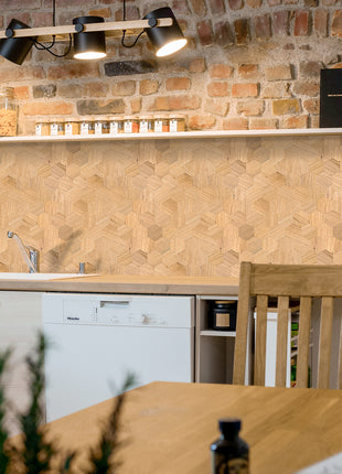 Zelfklevende Mozaïek Steenstrip Hexagon wood oak