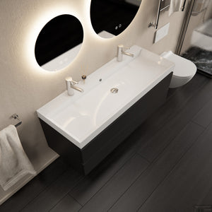 Milan Mat Zwart 140 cm (inclusief wastafel)