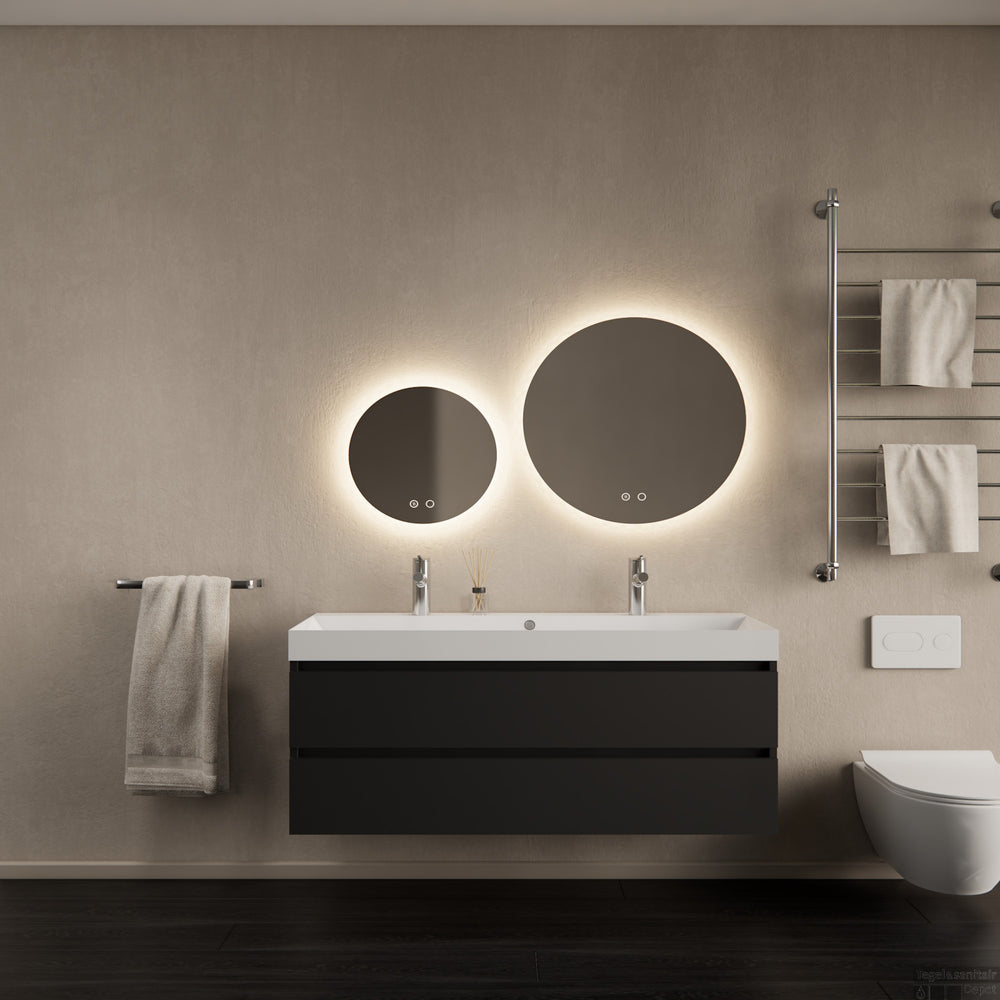 Milan Mat Zwart 140 cm (inclusief wastafel)