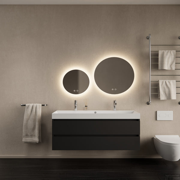 Milan Mat Zwart 140 cm (inclusief wastafel)