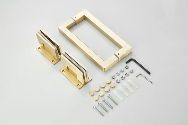 Saniclear brass profielloze douchecabine met deur geborsteld messing