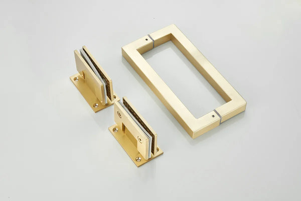Saniclear brass profielloze douchecabine met deur geborsteld messing