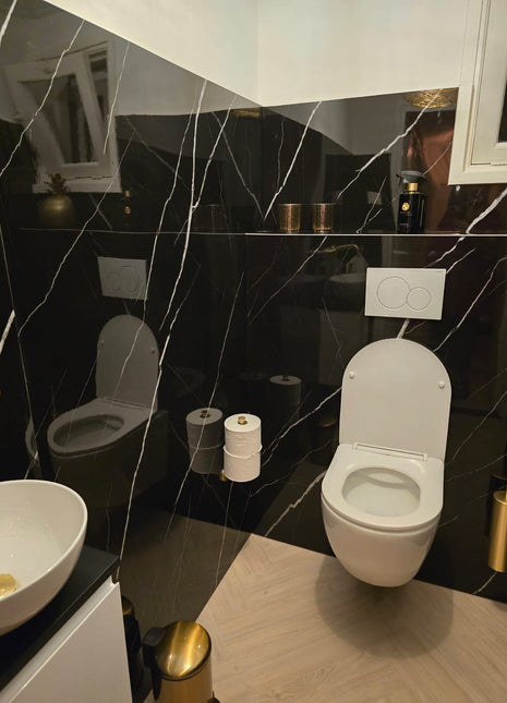 PVC marmeren wandpanelen - Hoogglans Marquina Zwart - 260x122cm