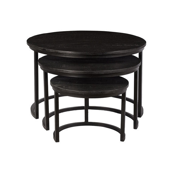 Mangohouten salontafel zwarte set Romy