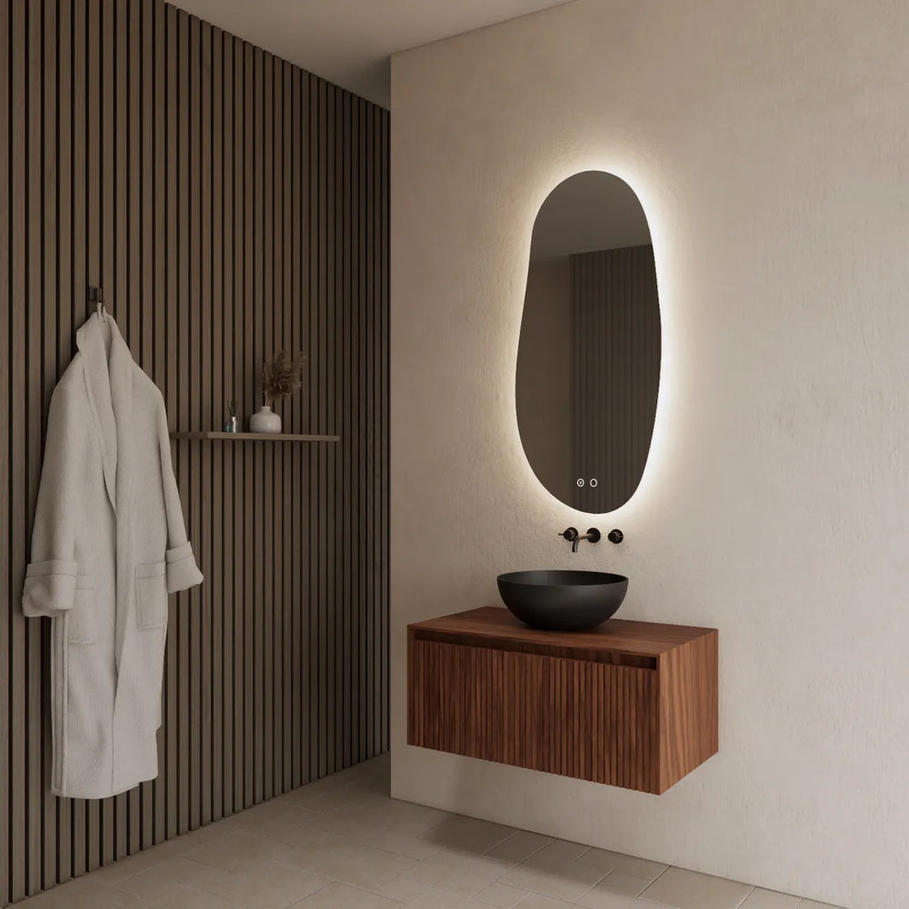 Gliss Design Timotheus badmeubel met ribbelfront 80cm walnut