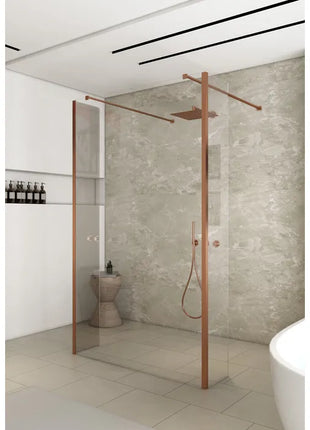 Saniclear Redro vrijstaande douchewand 90cm met zijwanden van 40cm geborsteld koper