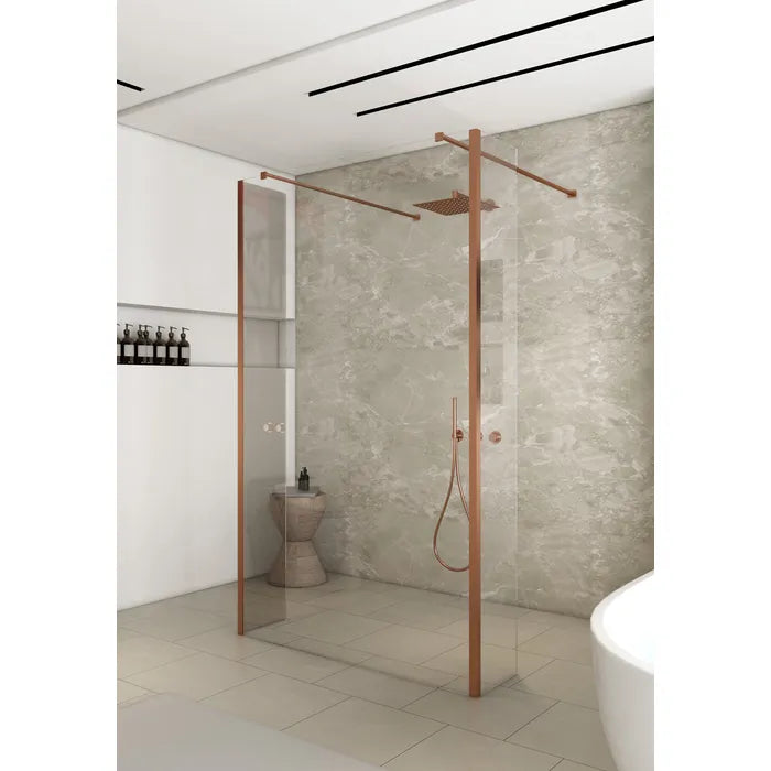 Saniclear Redro vrijstaande douchewand 90cm met zijwanden van 40cm geborsteld koper