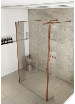 Saniclear Redro vrijstaande douchewand 90cm met zijwanden van 40cm geborsteld koper