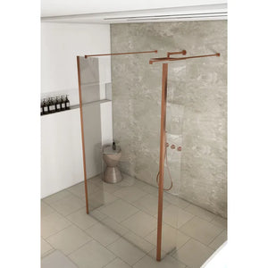 Saniclear Redro vrijstaande douchewand 90cm met zijwanden van 30cm geborsteld koper