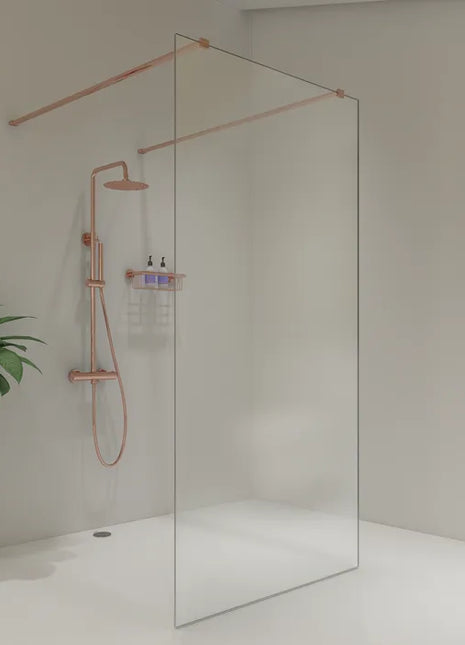 Saniclear Redro vrijstaande douchewand 90x200cm geborsteld koper