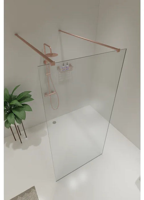 Saniclear Redro vrijstaande douchewand 90x200cm geborsteld koper