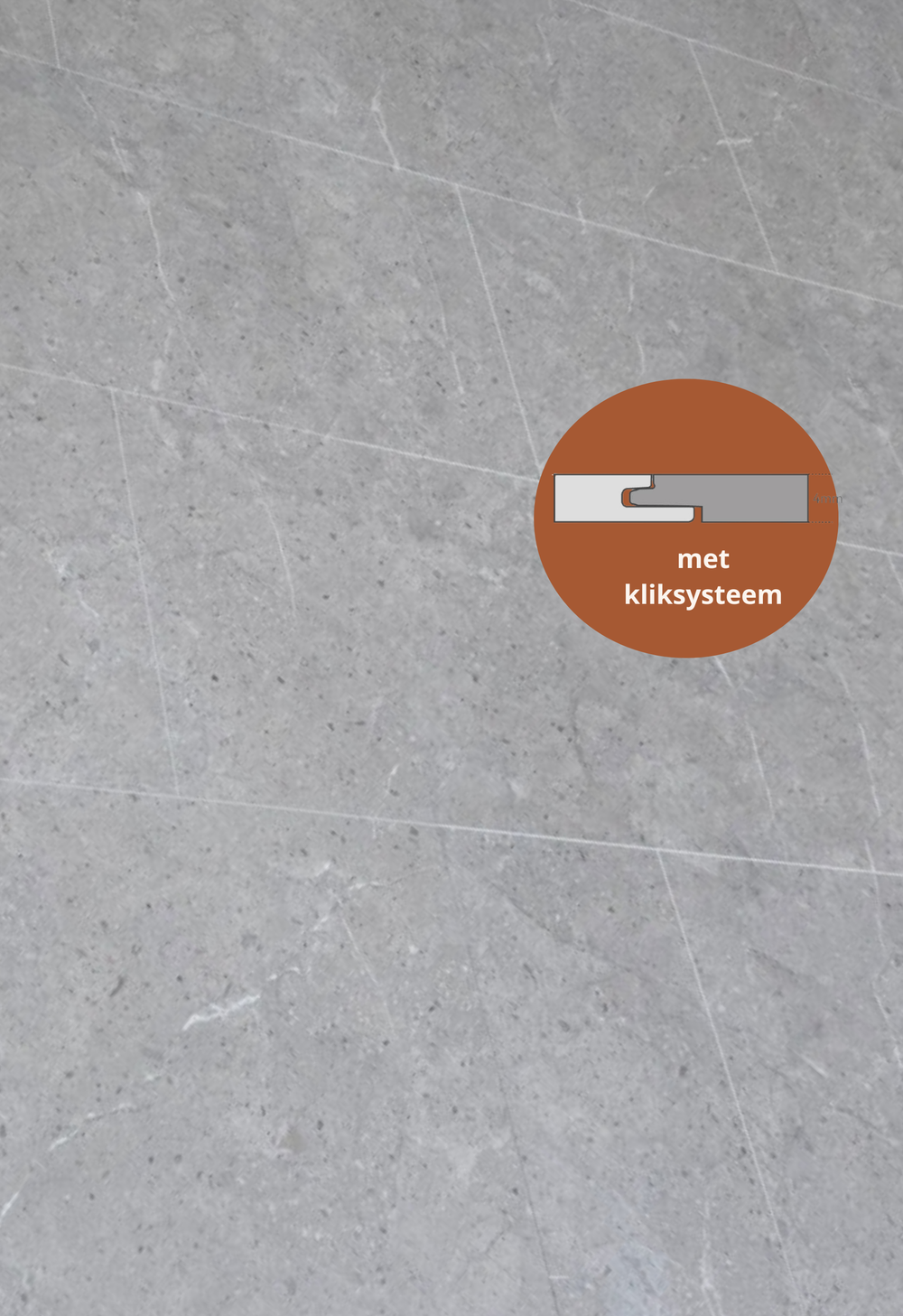SPC marmeren wandpanelen - Mercury groove grey - 263x122cm 4mm (Met kliksysteem)