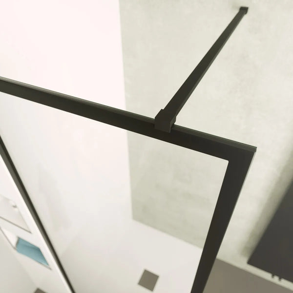 Saniclear Block douchewand mat zwart 80x200cm anti-kalk 8mm