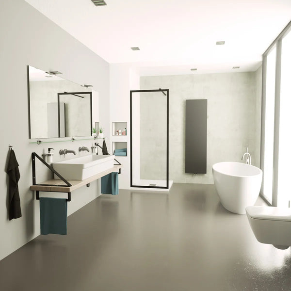 Saniclear Block douchewand mat zwart 80x200cm anti-kalk 8mm