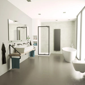 Saniclear Block douchewand mat zwart 80x200cm anti-kalk 8mm