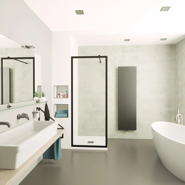 Saniclear Block douchewand mat zwart 80x200cm anti-kalk 8mm