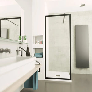 Saniclear Block douchewand mat zwart 80x200cm anti-kalk 8mm