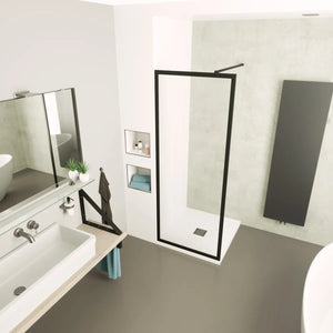 Saniclear Block douchewand mat zwart 80x200cm anti-kalk 8mm