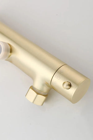 Saniclear Brass opbouw regendouche geborsteld messing / mat goud 30cm hoofddouche staaf handdouche