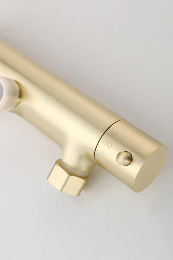 Saniclear Brass opbouw regendouche geborsteld messing / mat goud 30cm hoofddouche staaf handdouche