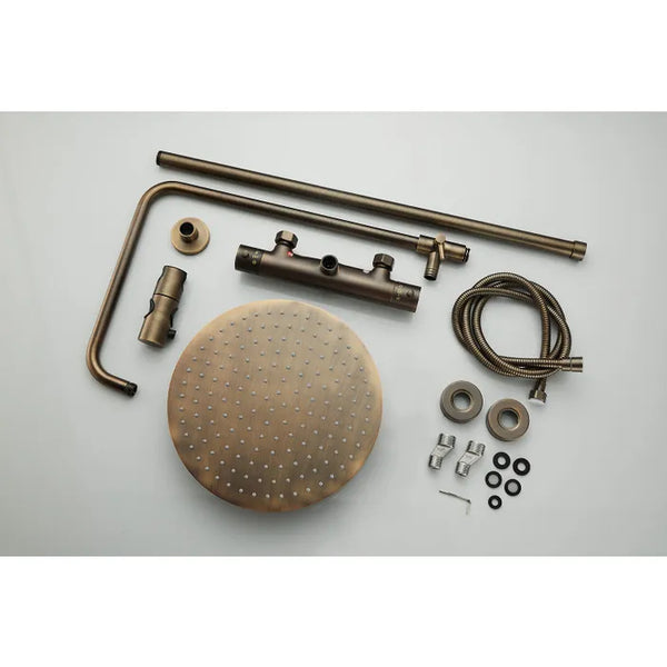 Saniclear Evolution opbouw regendouche met 30cm hoofddouche en 2 standen handdouche verouderd messing