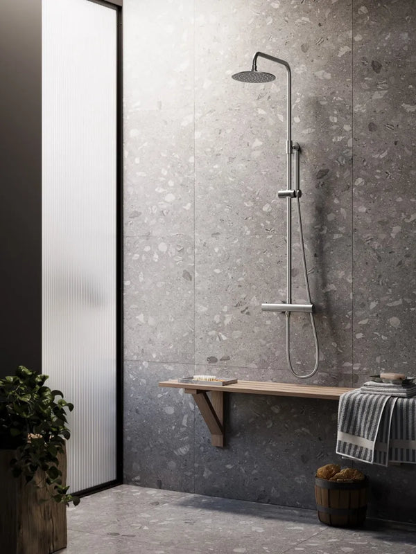 Saniclear Exclusive volledig 304 RVS regendouche opbouw 30cm met staafhanddouche