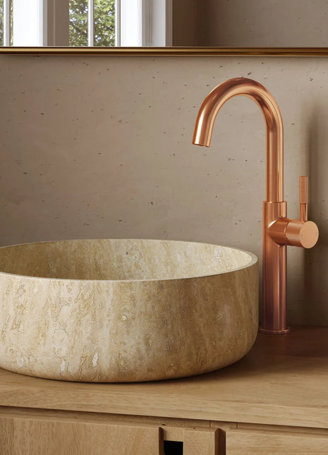 Saniclear Highriser Curved wastafelkraan geborsteld koper