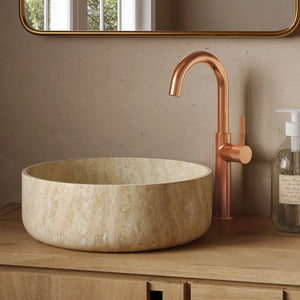 Saniclear Highriser Curved wastafelkraan geborsteld koper