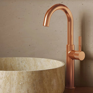 Saniclear Highriser Curved wastafelkraan geborsteld koper