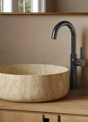 Saniclear Highriser Curved wastafelkraan verouderd ijzer - gunmetal