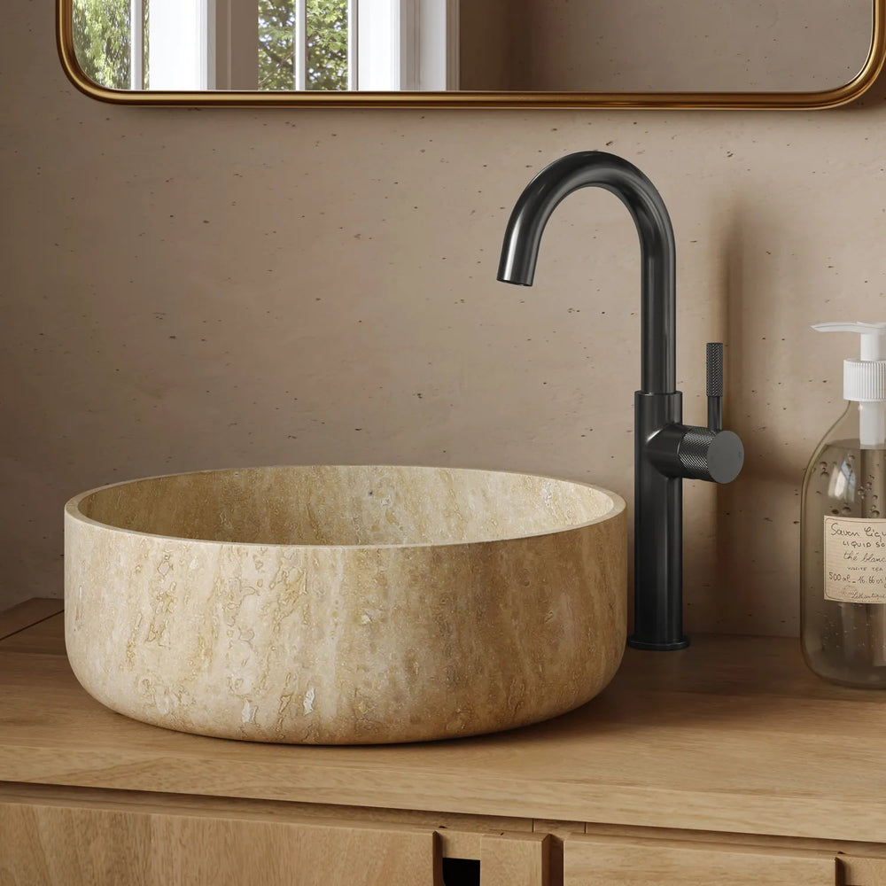 Saniclear Highriser Curved wastafelkraan verouderd ijzer - gunmetal