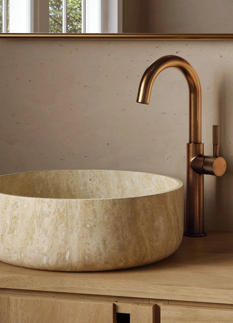 Saniclear Highriser Curved wastafelkraan verouderd messing