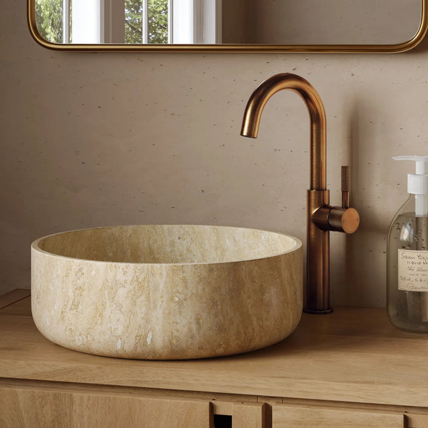 Saniclear Highriser Curved wastafelkraan verouderd messing