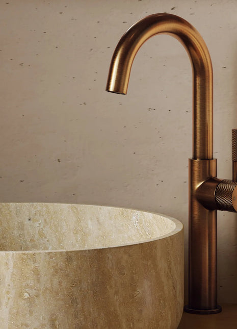 Saniclear Highriser Curved wastafelkraan verouderd messing