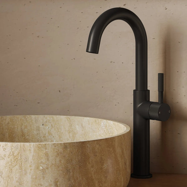 Saniclear Highriser Curved wastafelkraan mat zwart