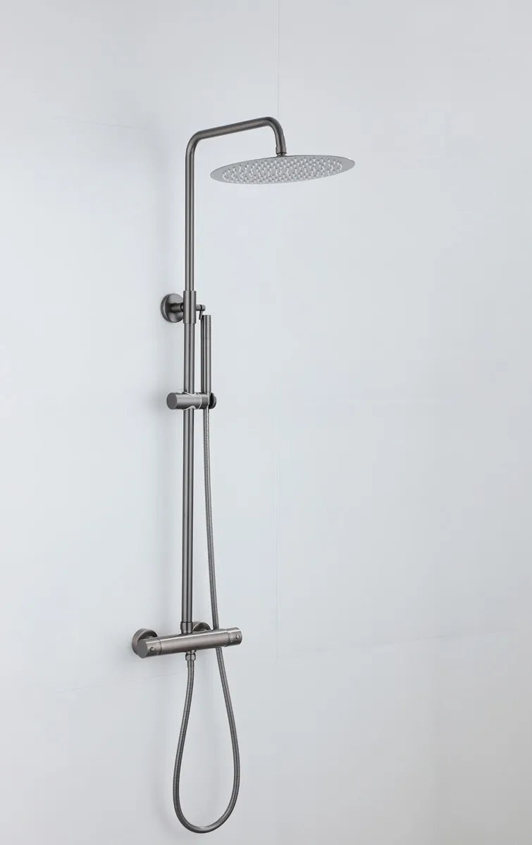 Saniclear Iron opbouw regendouche verouderd ijzer - gunmetal 30cm hoofddouche staaf handdouche