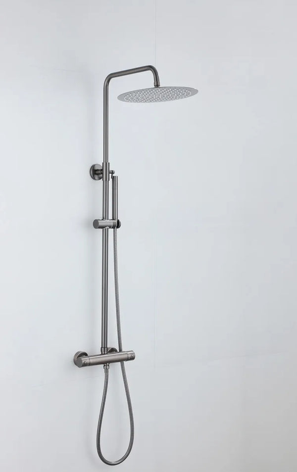 Saniclear Iron opbouw regendouche verouderd ijzer - gunmetal 30cm hoofddouche staaf handdouche