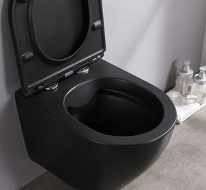 Saniclear Itsie mat zwarte toiletpot randloos met softclose zitting