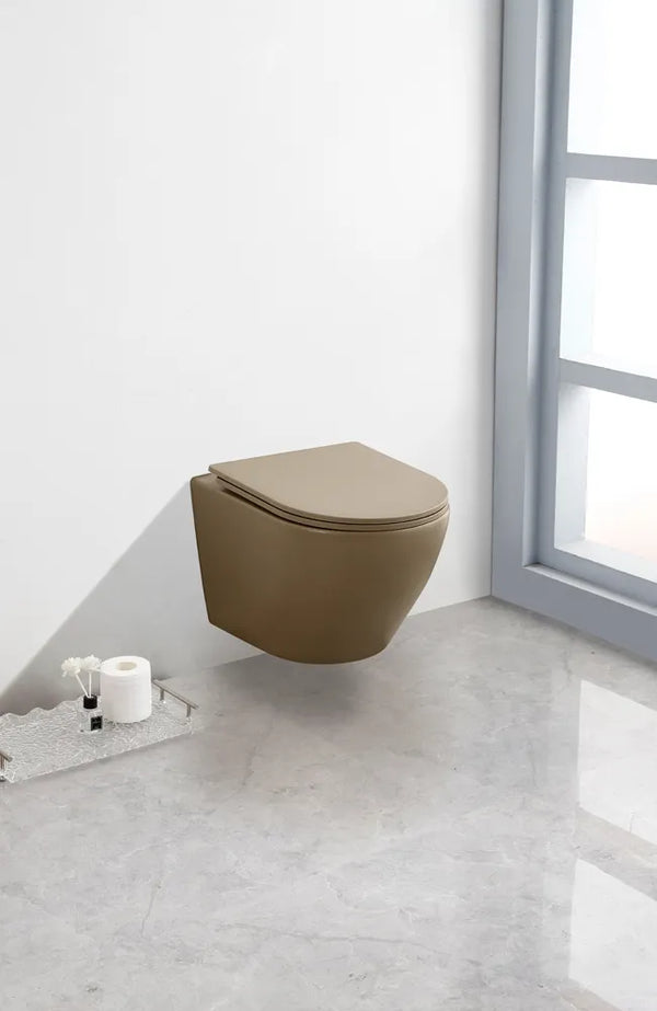 Saniclear Itsie taupe toiletpot randloos met softclose zitting