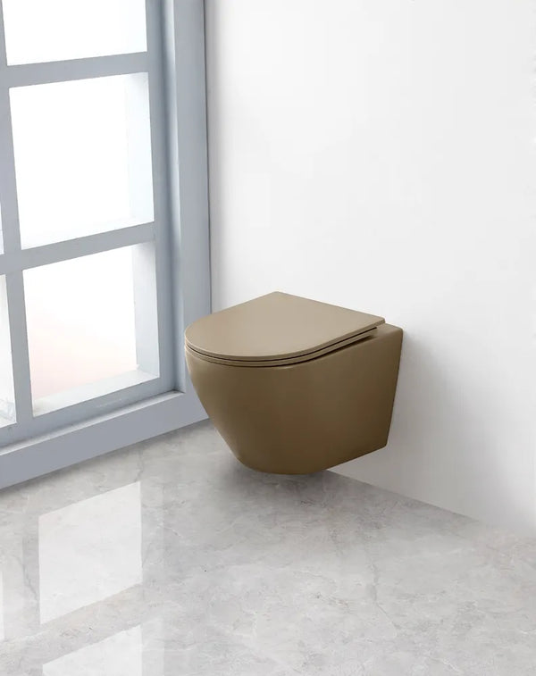 Saniclear Itsie taupe toiletpot randloos met softclose zitting