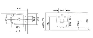 Saniclear Jama compact randloos hangend toilet met platte softclose zitting