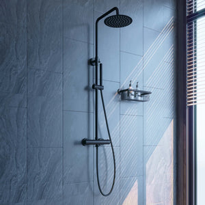Saniclear Nero mat zwart opbouw regendouche 30cm met thermostaatkraan en staafhanddouche (Copy)