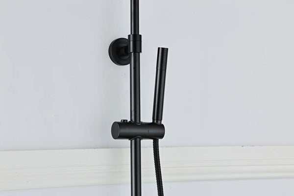 Saniclear Nero mat zwart opbouw regendouche 30cm met thermostaatkraan en staafhanddouche (Copy)